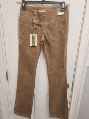 NWT Clash Brushed Denim Jeans Khaki Tan Size 1 Low Rise Straight Leg Boot Cut